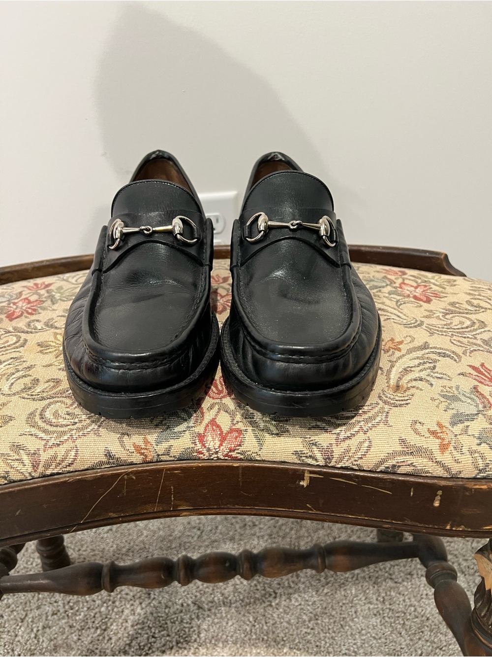 Gucci Black Leather Horsebit Loafers
